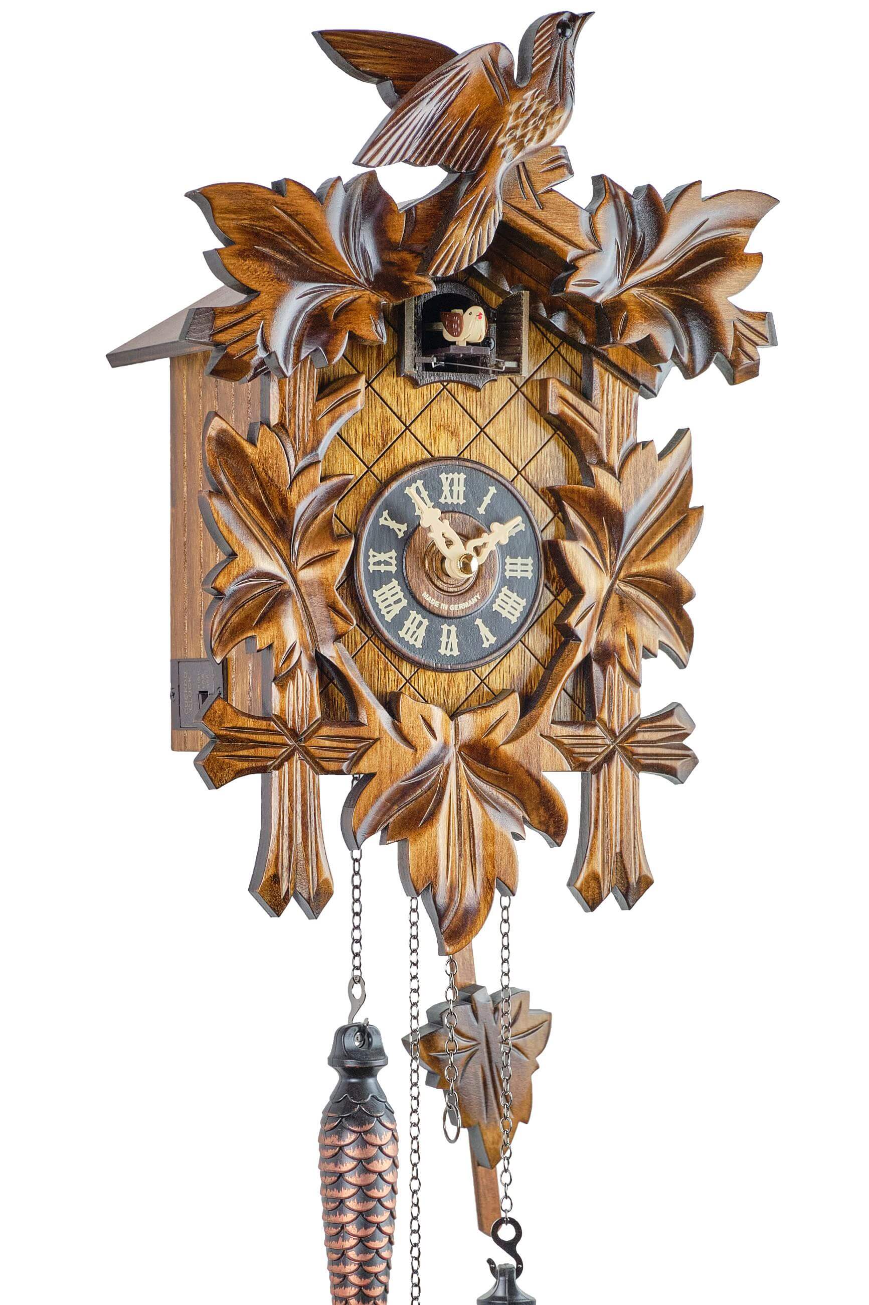 Engstler -Kuckucksuhr Quarz Uhrwerk Motiv Fünflaub 35cm- 532 Q