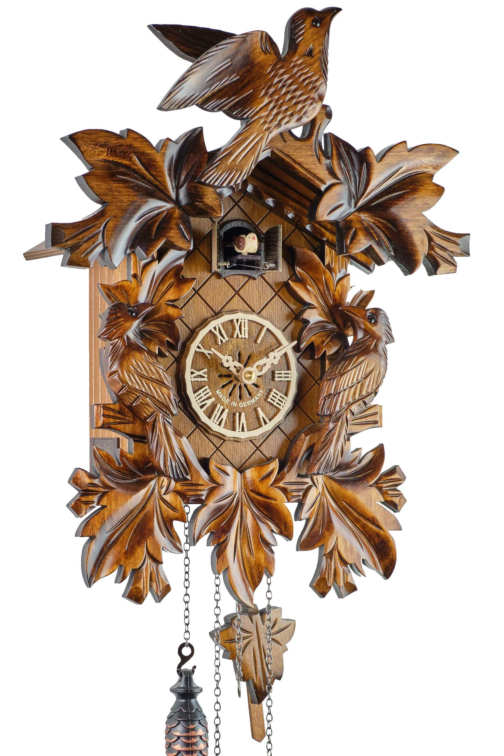 Engstler -Kuckucksuhr Quarz Uhrwerk Motiv Dreivogel 41cm- 638 Q