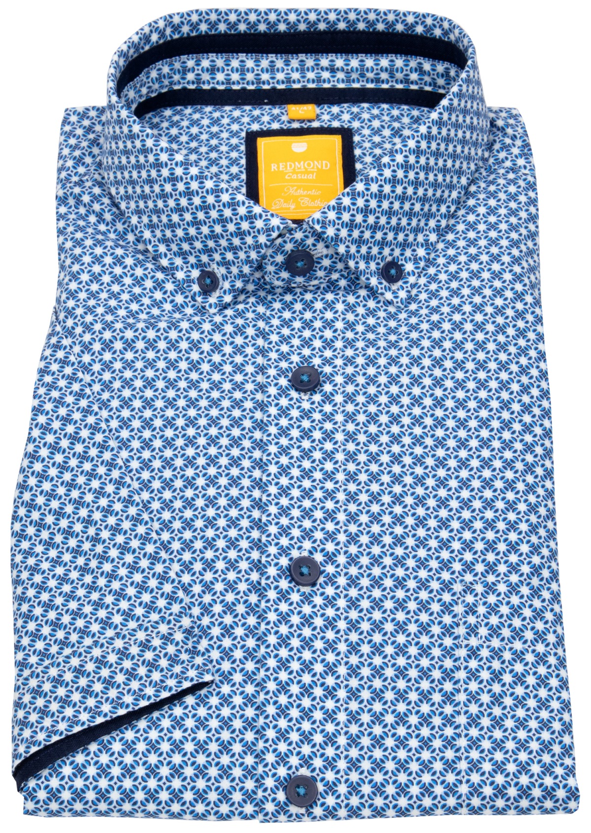 Redmond - Kurzarmhemd - Modern Fit - Button Down Kragen - blau / weiß