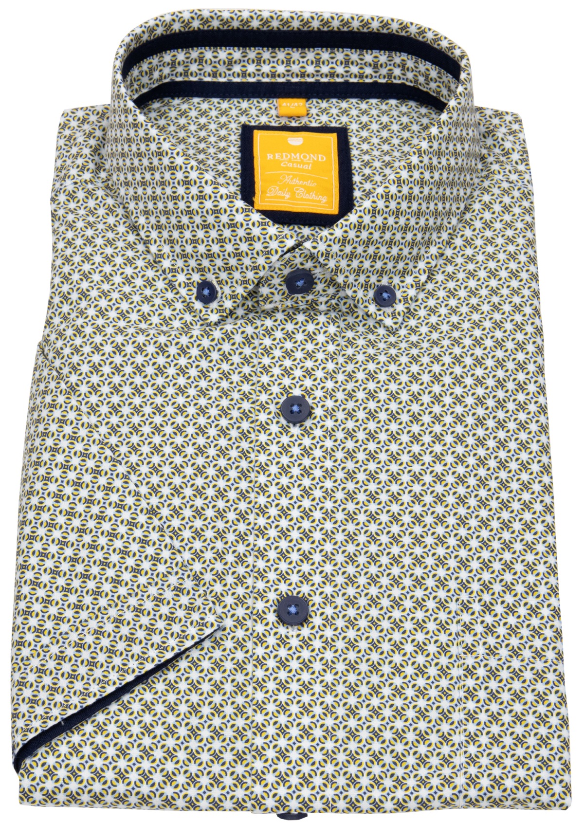 Redmond - Kurzarmhemd - Modern Fit - Button Down Kragen - grün / weiß